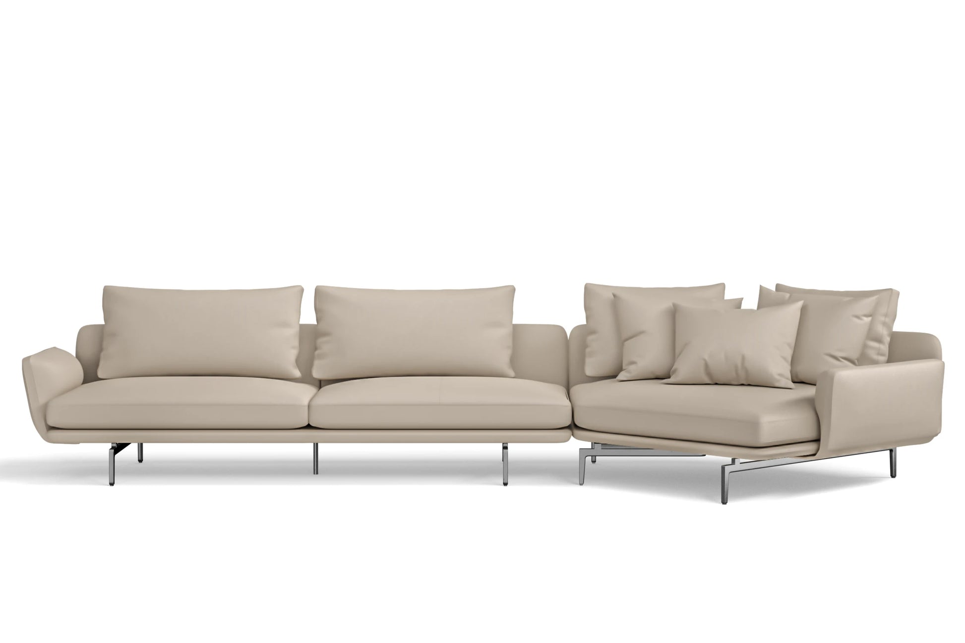 Legnano 5 Seater Right Hand Facing Chaise Lounge Corner Sofa Cream Leather