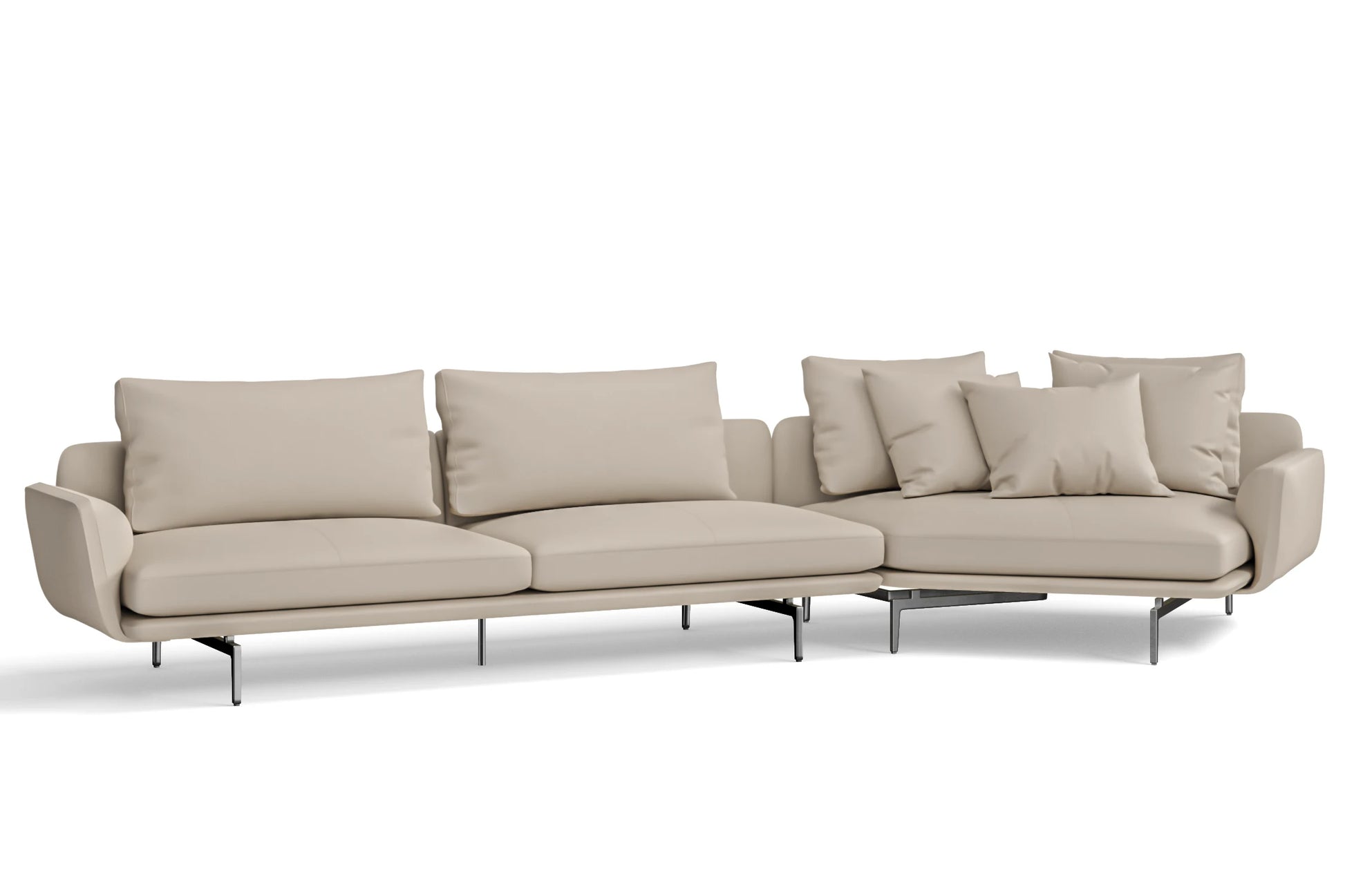 Legnano 5 Seater Right Hand Facing Chaise Lounge Corner Sofa Cream Leather