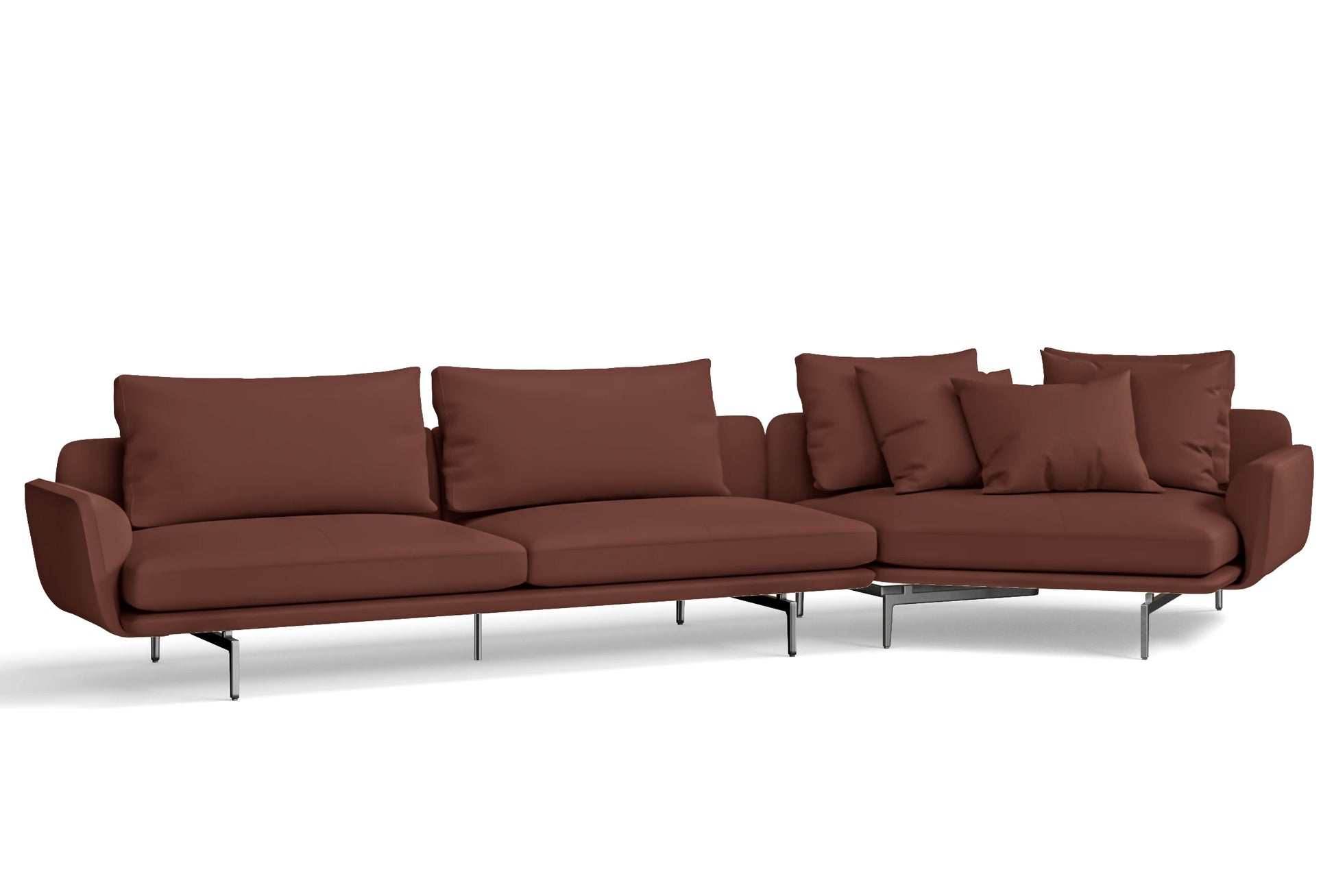 Legnano 5 Seater Right Hand Facing Chaise Lounge Corner Sofa Mauve Leather