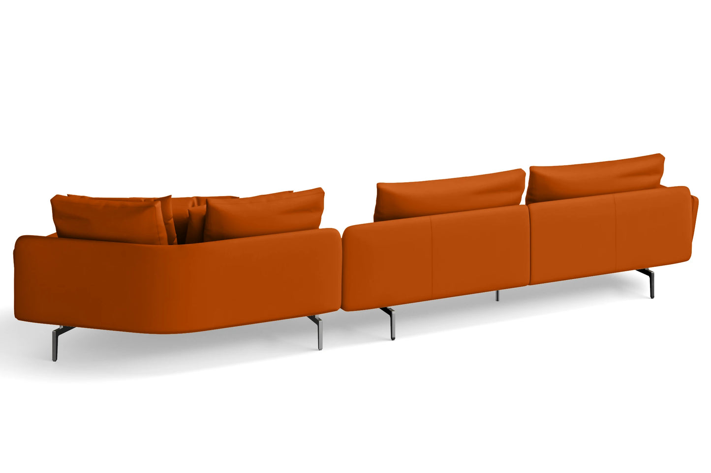 Legnano 5 Seater Right Hand Facing Chaise Lounge Corner Sofa Orange Leather