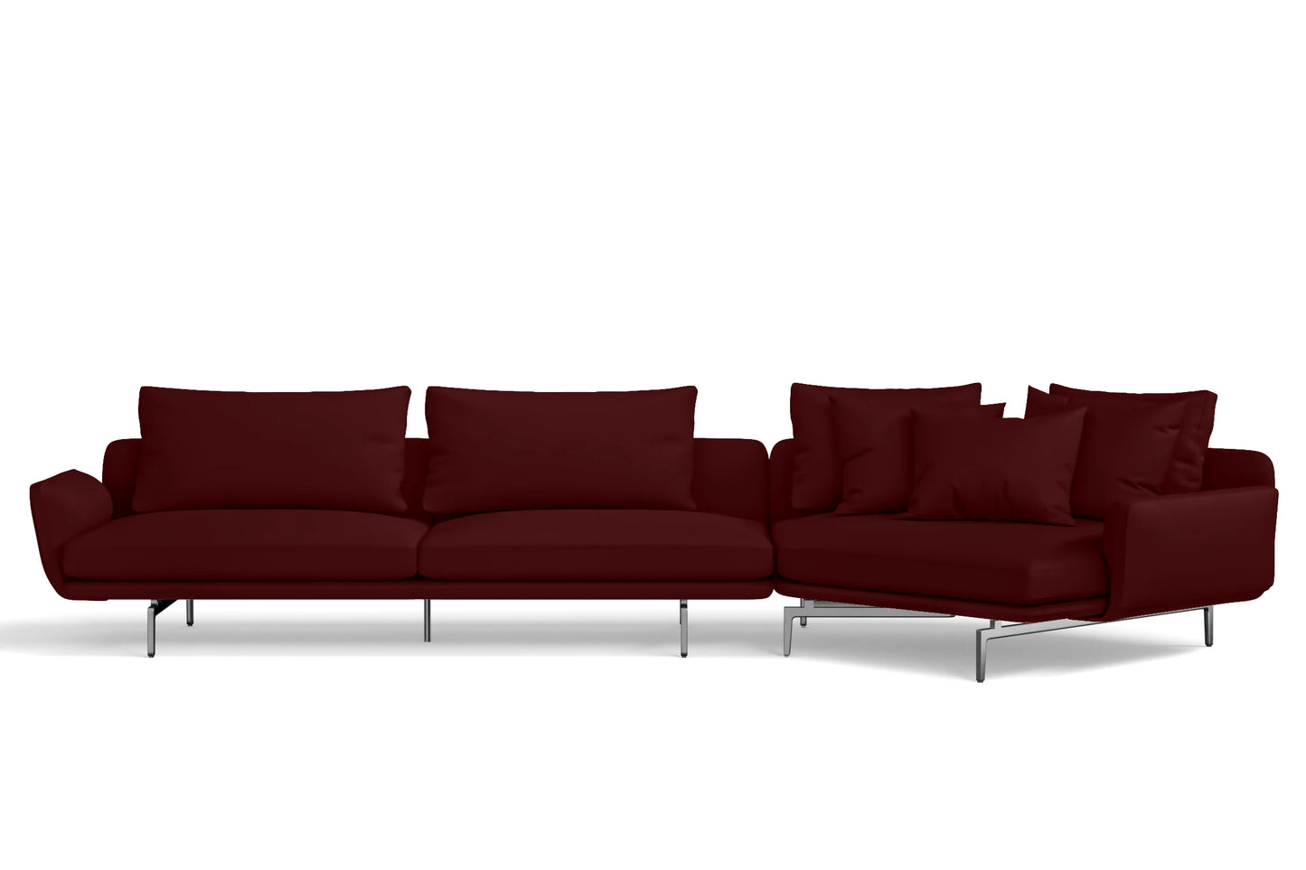 Legnano 5 Seater Right Hand Facing Chaise Lounge Corner Sofa Red Leather