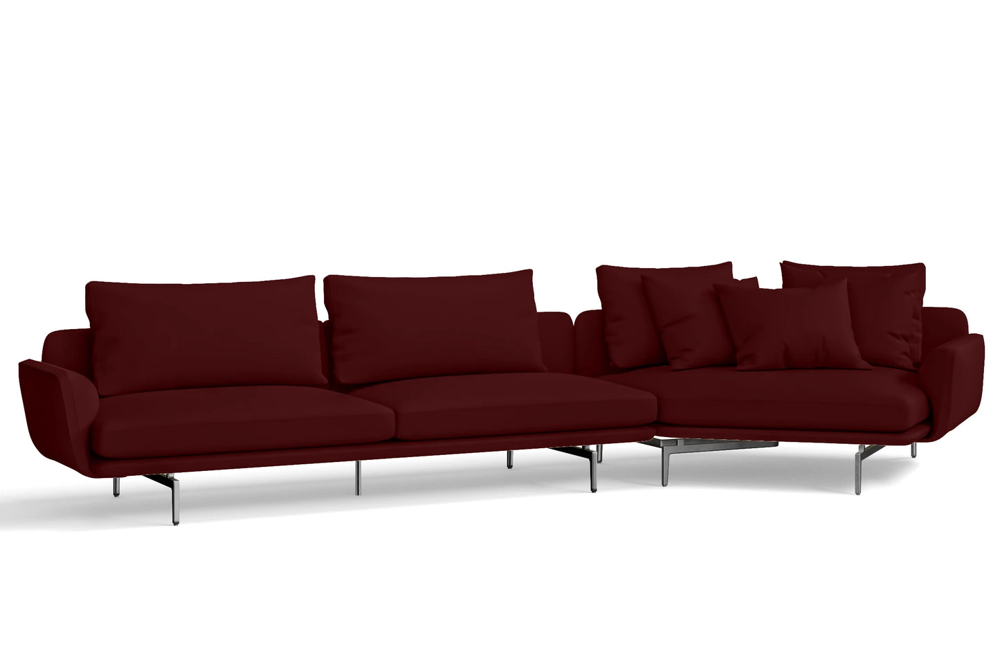 Legnano 5 Seater Right Hand Facing Chaise Lounge Corner Sofa Red Leather