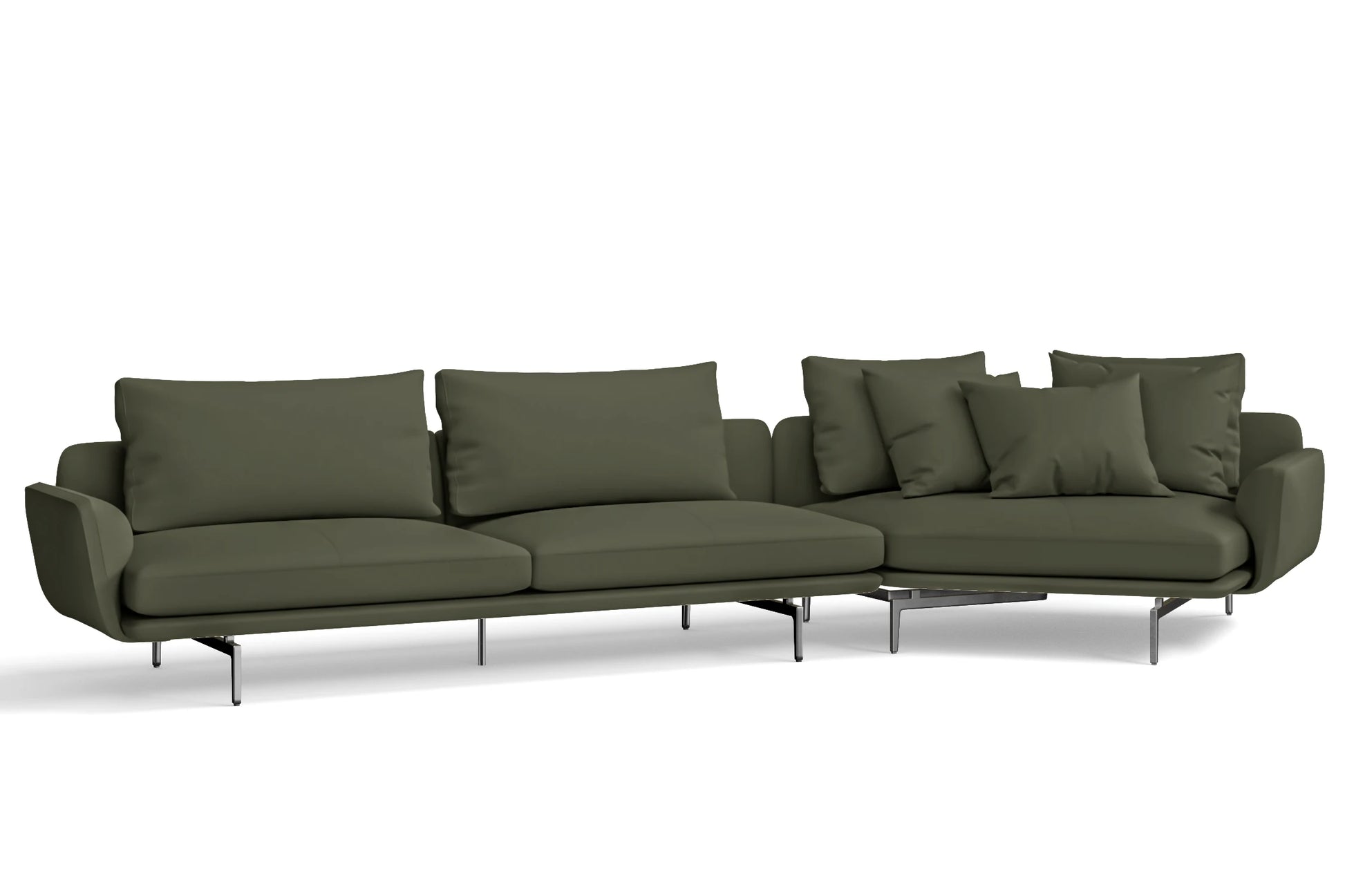 Legnano 5 Seater Right Hand Facing Chaise Lounge Corner Sofa Sage Leather