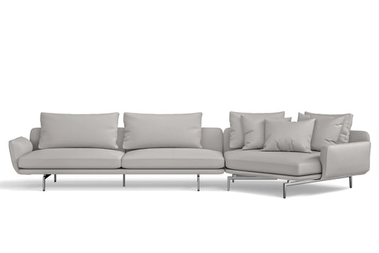 Legnano 5 Seater Right Hand Facing Chaise Lounge Corner Sofa White Leather