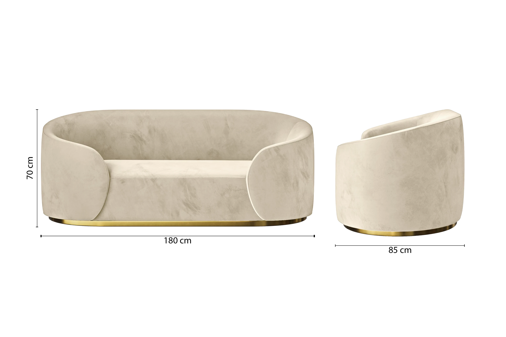 Livorno 2 Seater Sofa Cream Velvet