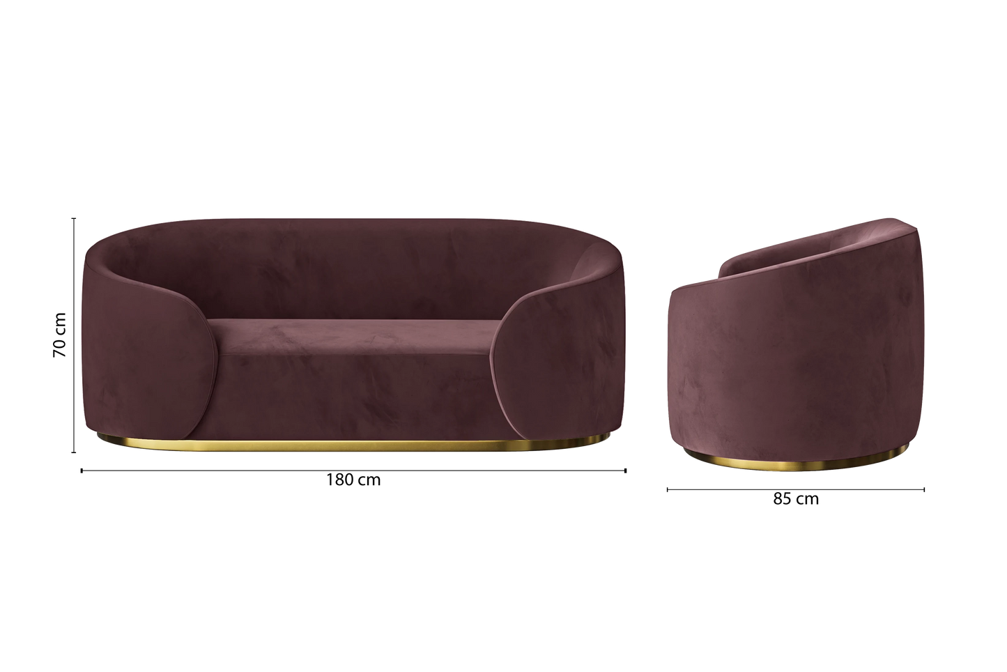 Livorno 2 Seater Sofa Grape Velvet