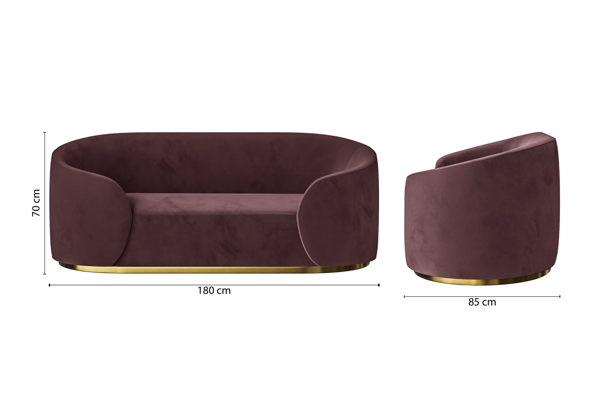 Livorno 2 Seater Sofa Grape Velvet