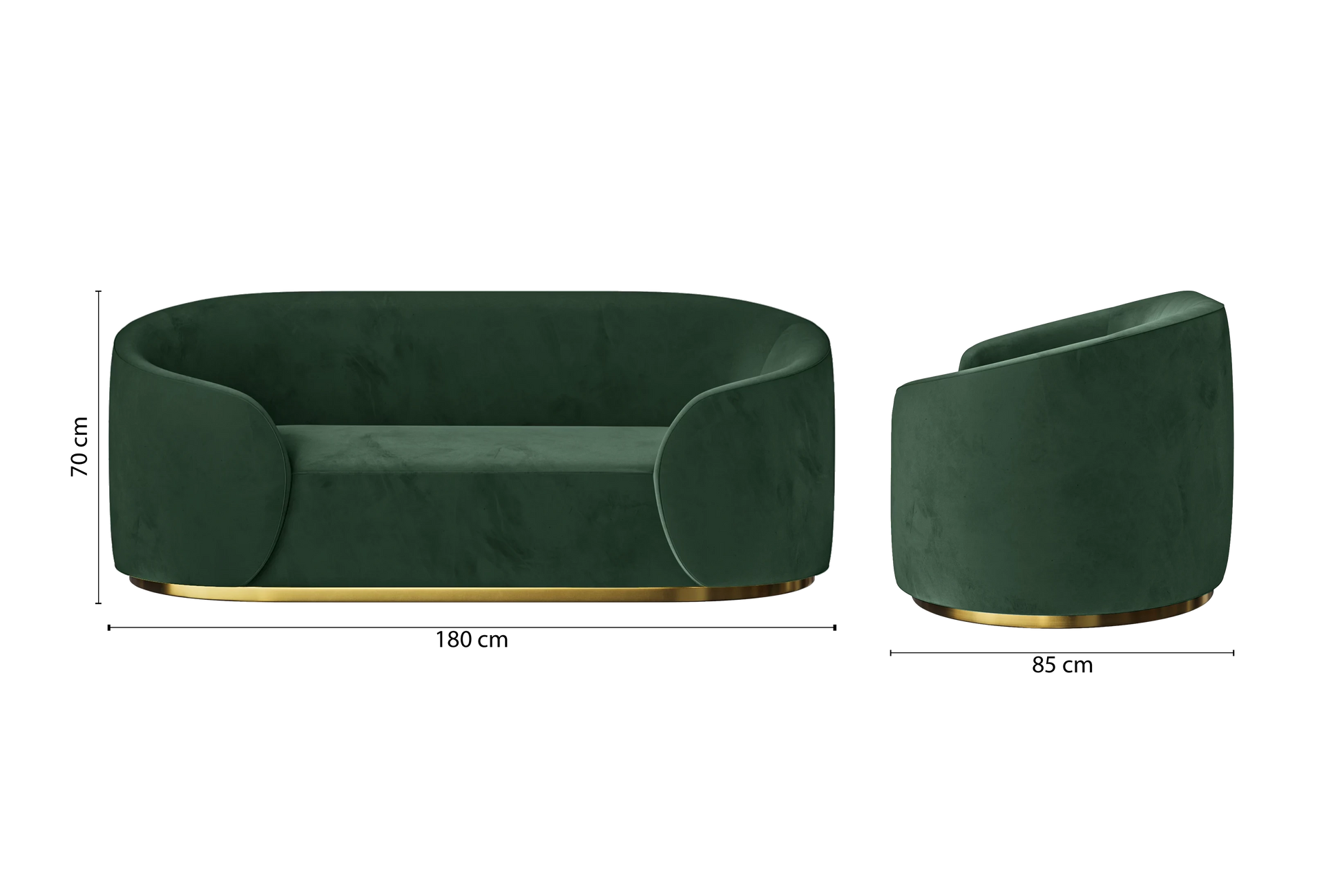 Livorno 2 Seater Sofa Green Velvet