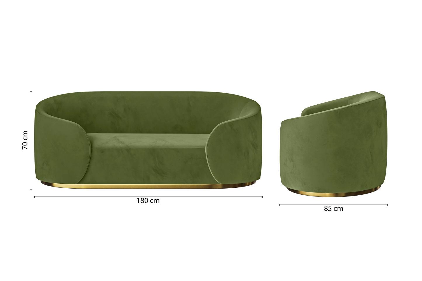 Livorno 2 Seater Sofa Lime Velvet