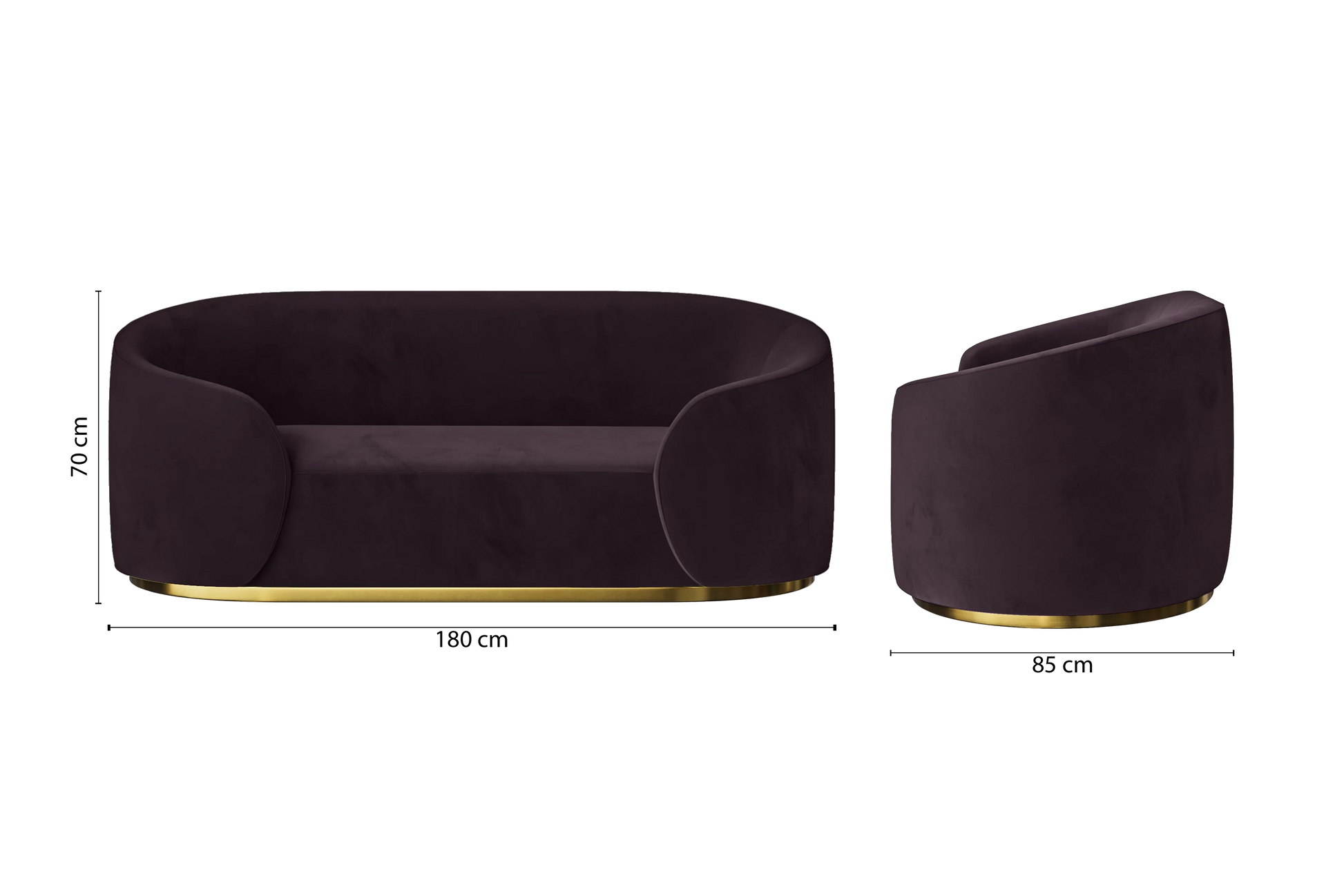 Livorno 2 Seater Sofa Purple Velvet