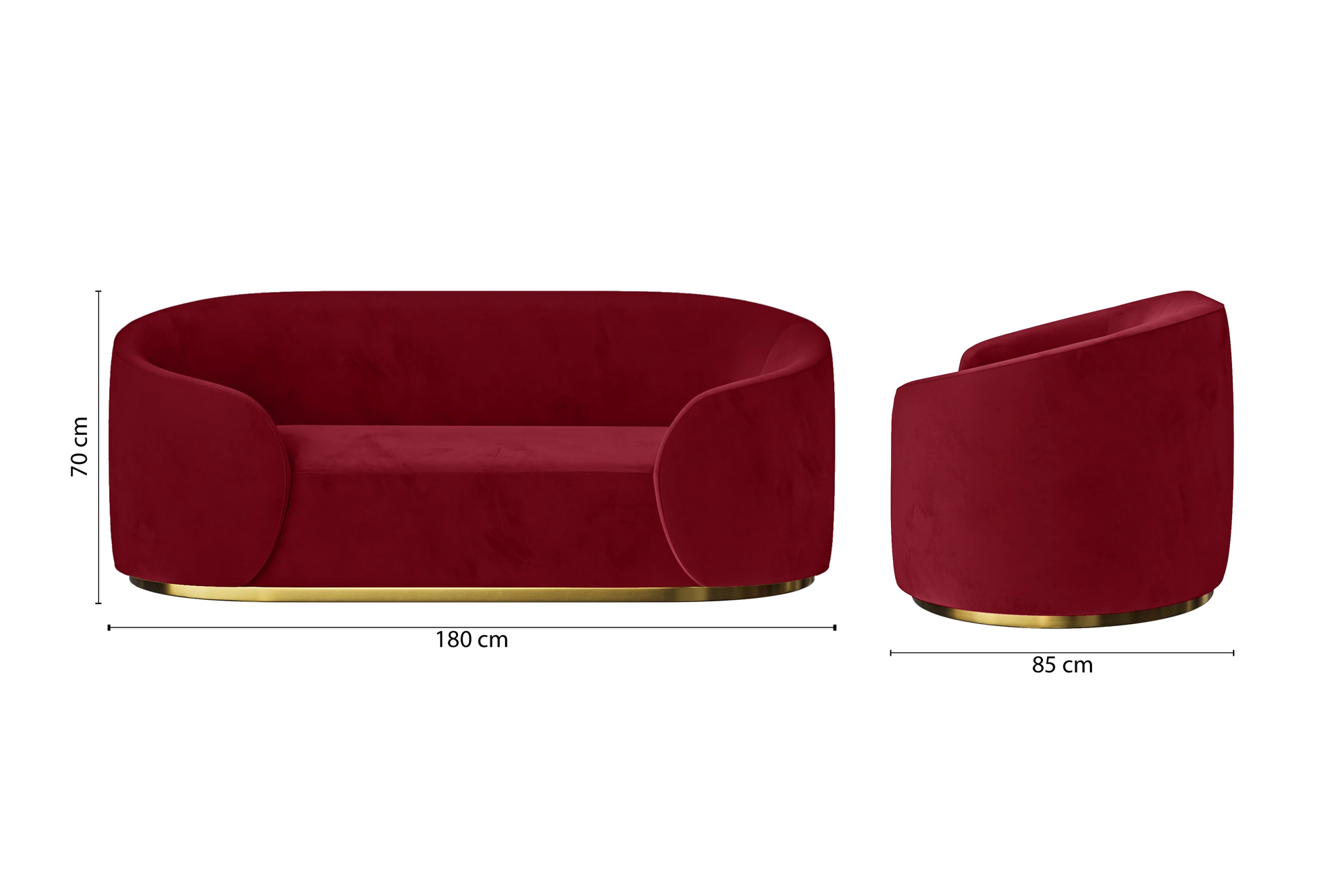 Livorno 2 Seater Sofa Red Velvet