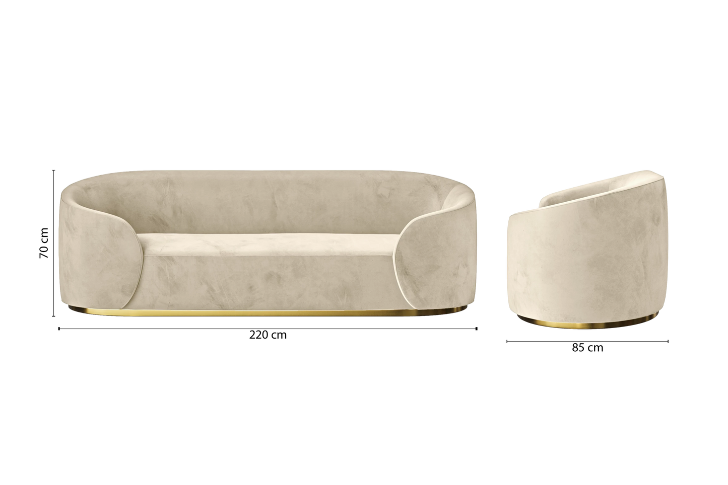 Livorno 3 Seater Sofa Cream Velvet