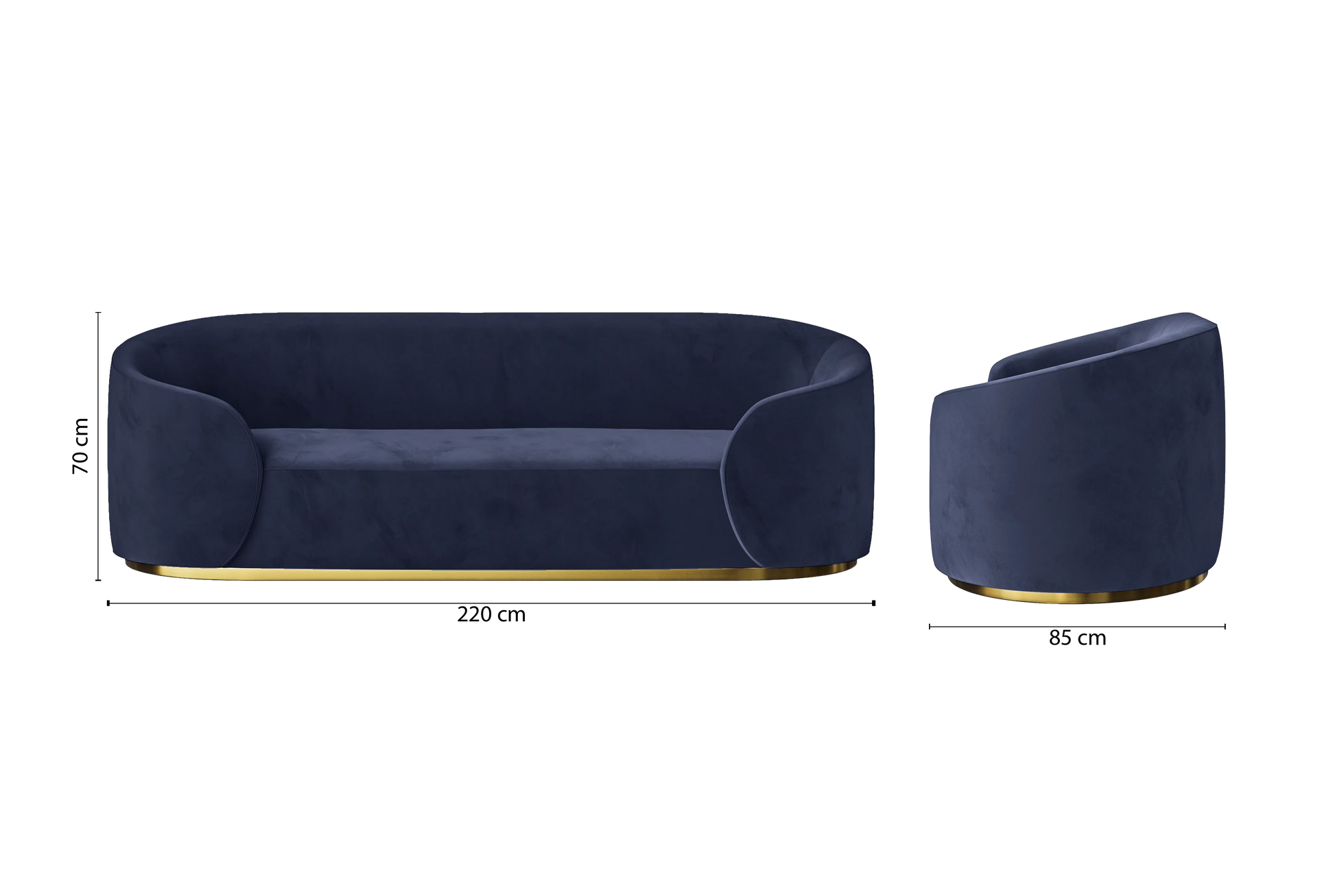 Livorno 3 Seater Sofa Dark Blue Velvet