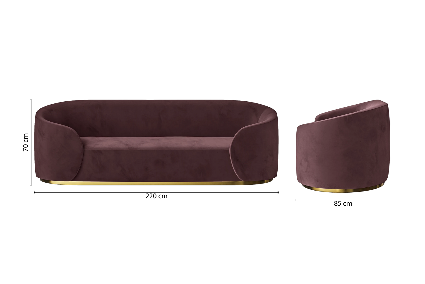 Livorno 3 Seater Sofa Grape Velvet