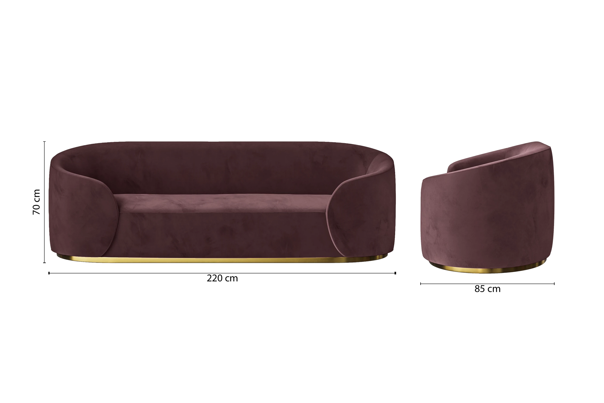 Livorno 3 Seater Sofa Grape Velvet