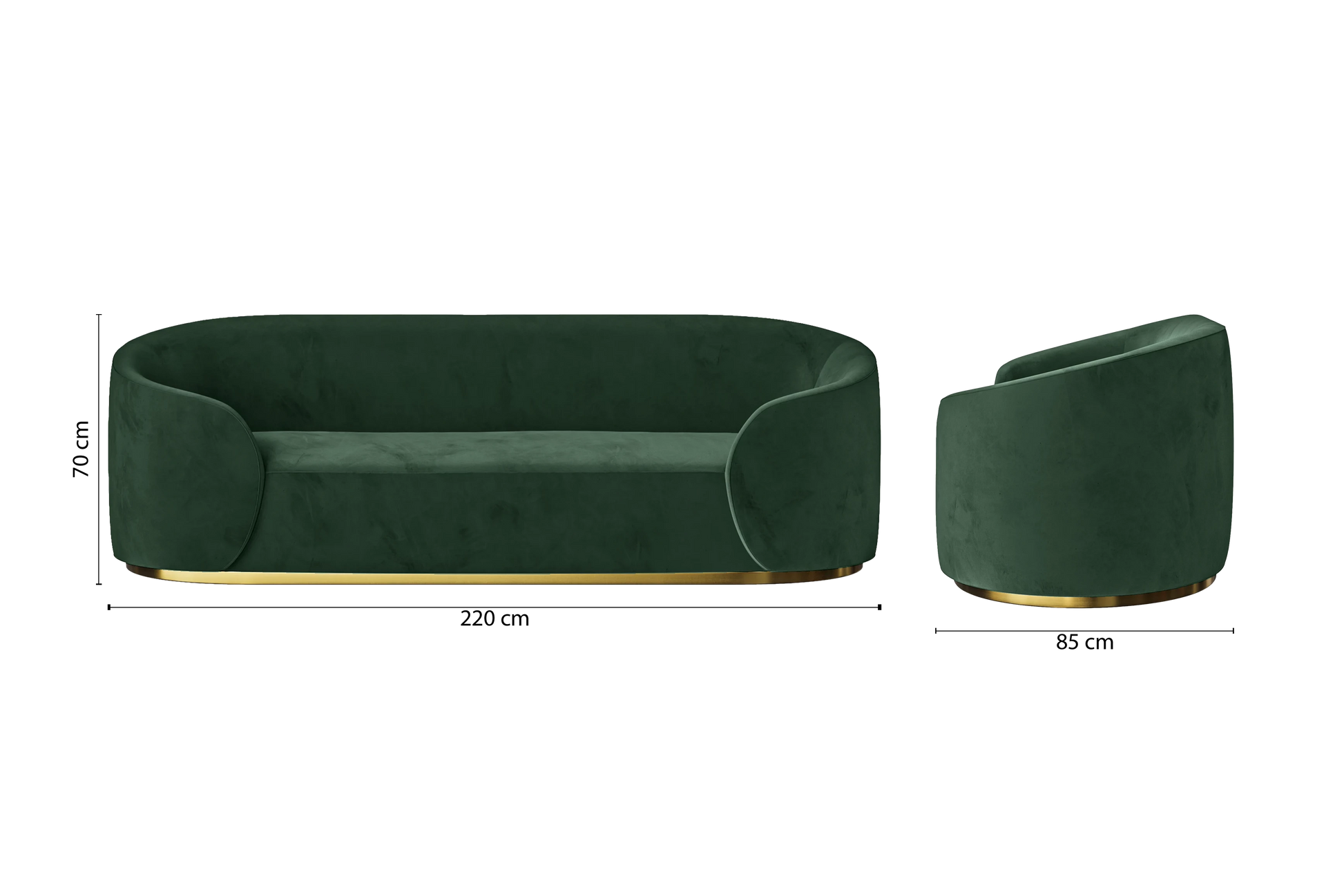 Livorno 3 Seater Sofa Green Velvet