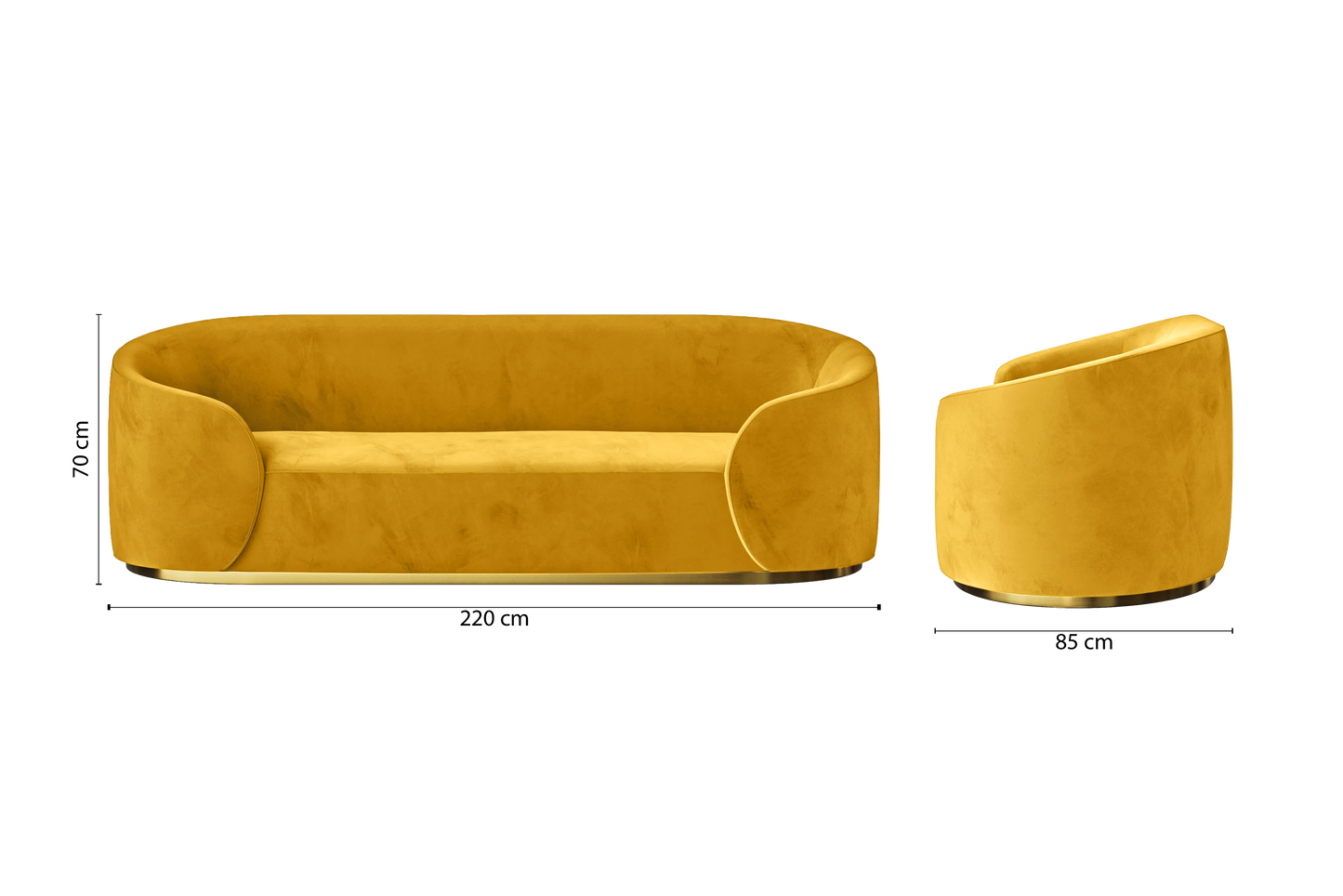 Livorno 3 Seater Sofa Yellow Velvet