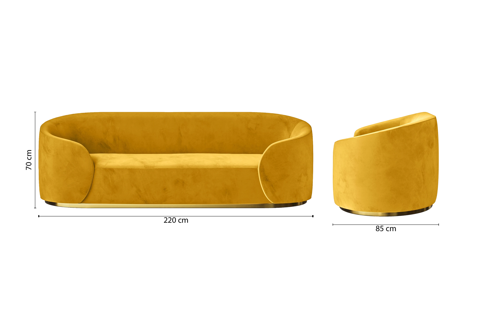 Livorno 3 Seater Sofa Yellow Velvet