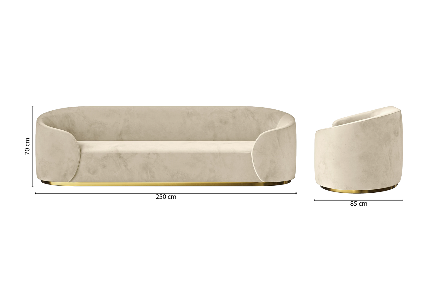 Livorno 4 Seater Sofa Cream Velvet