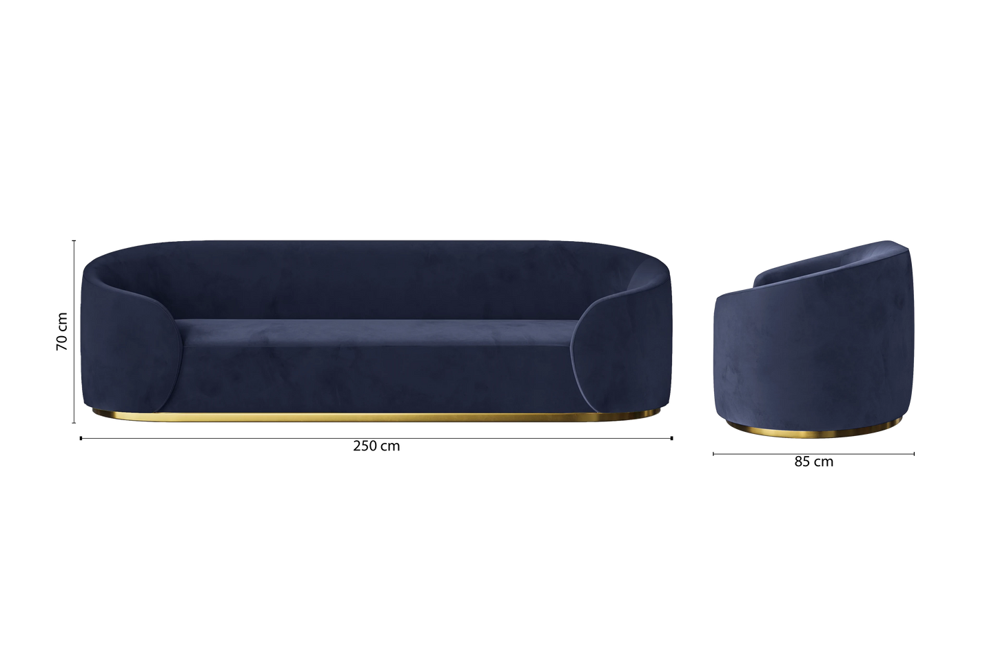 Livorno 4 Seater Sofa Dark Blue Velvet