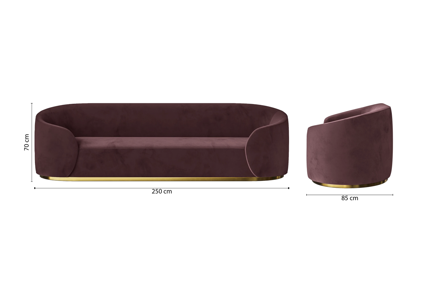 Livorno 4 Seater Sofa Grape Velvet