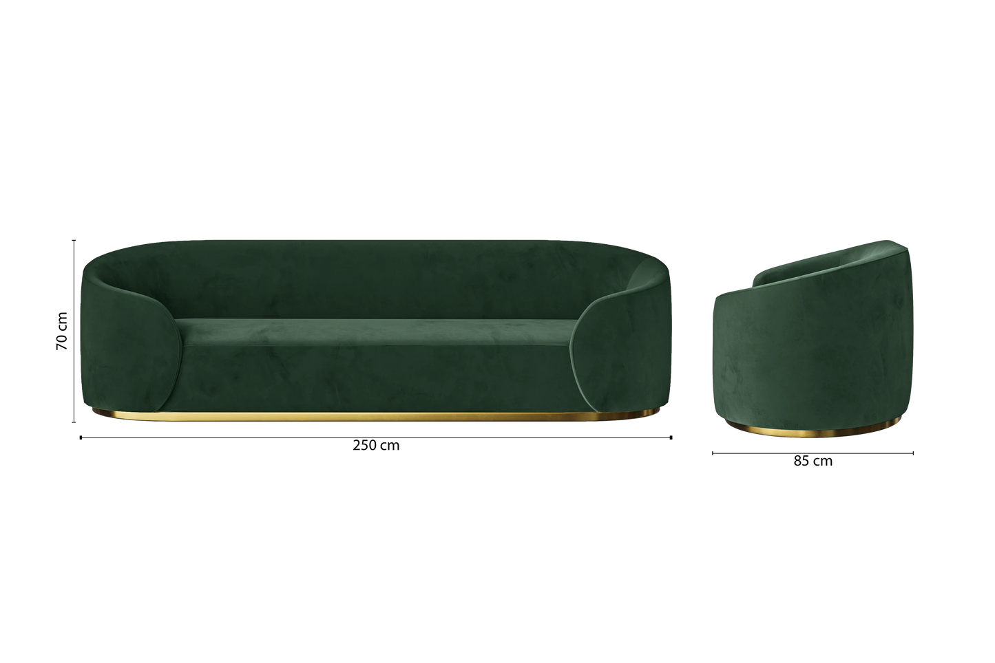 Livorno 4 Seater Sofa Green Velvet