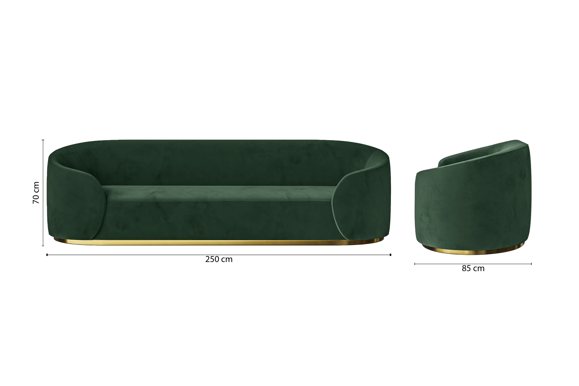 Livorno 4 Seater Sofa Green Velvet