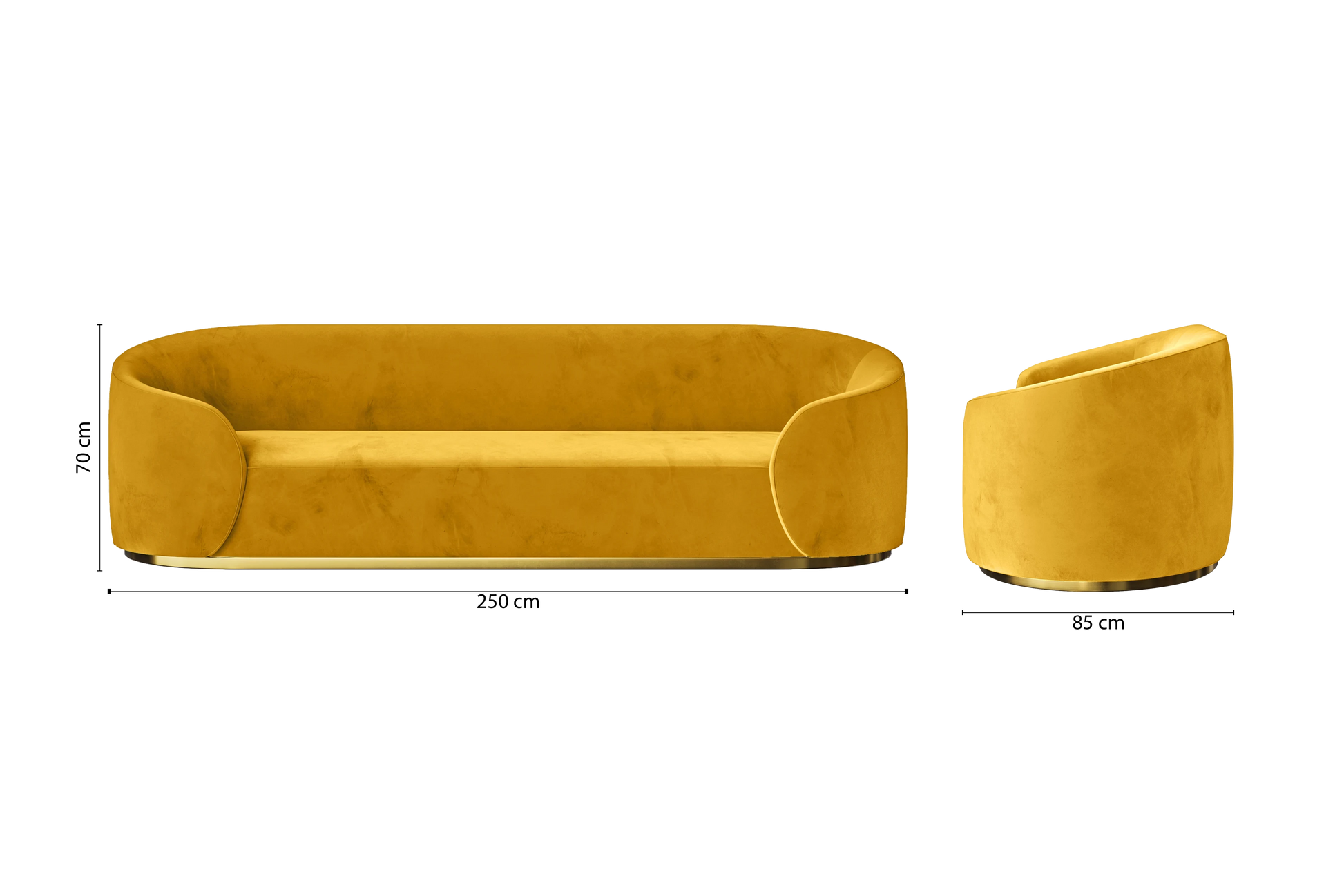 Livorno 4 Seater Sofa Yellow Velvet