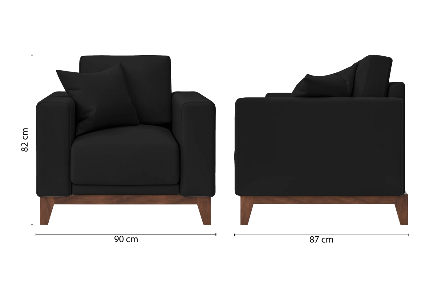 Lucca Armchair Black Leather