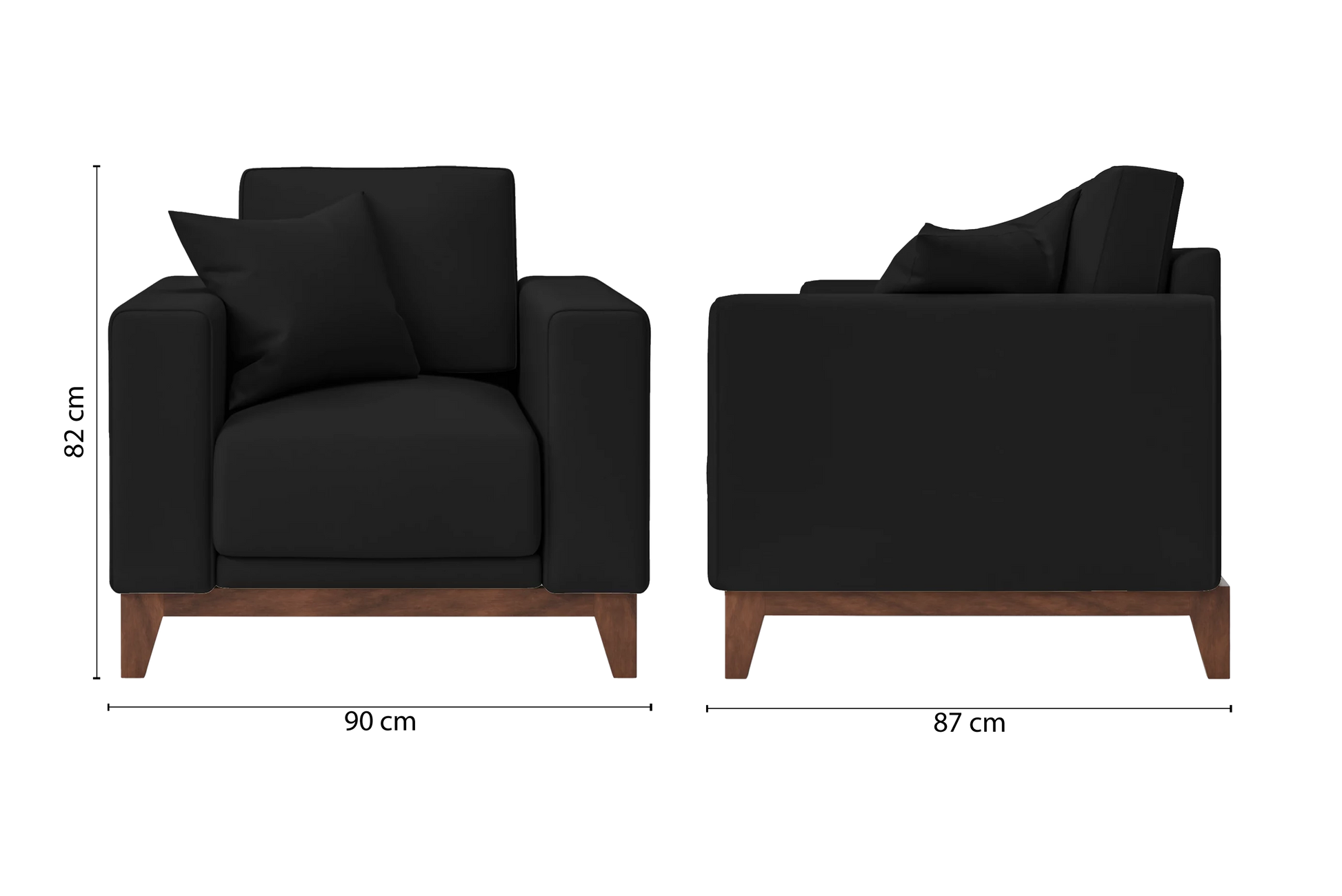 Lucca Armchair Black Leather