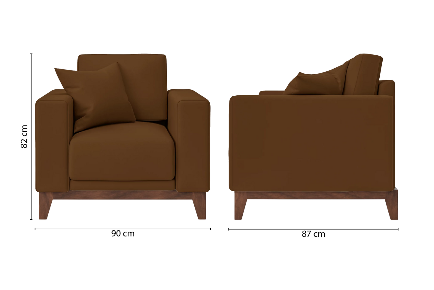 Lucca Armchair Walnut Brown Leather