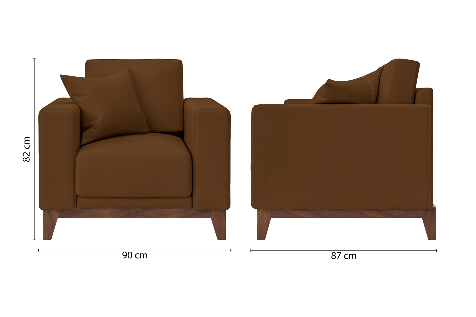 Lucca Armchair Walnut Brown Leather