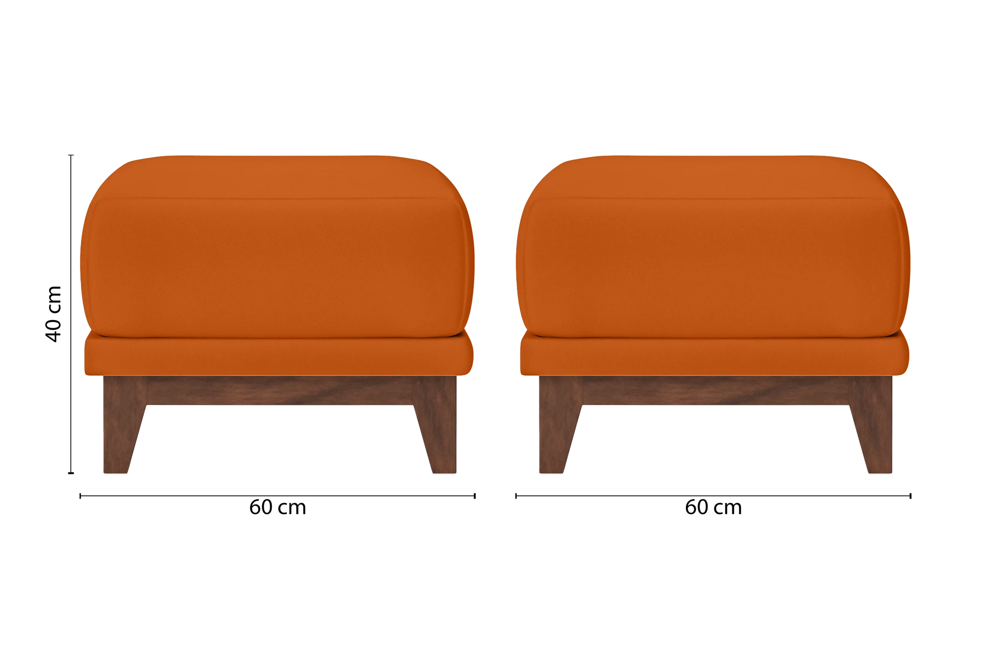 Lucca Ottoman Orange Leather