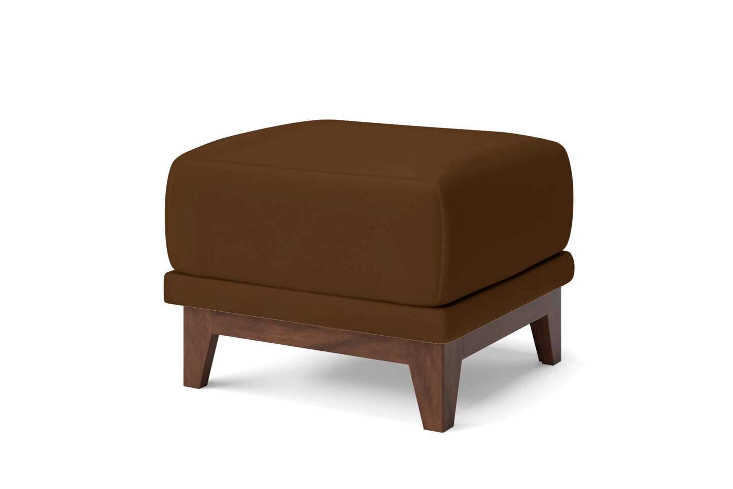 Lucca Ottoman Walnut Brown Leather