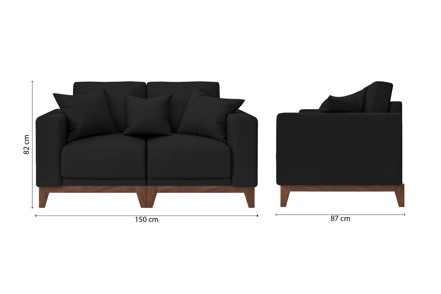 Lucca 2 Seater Sofa Black Leather