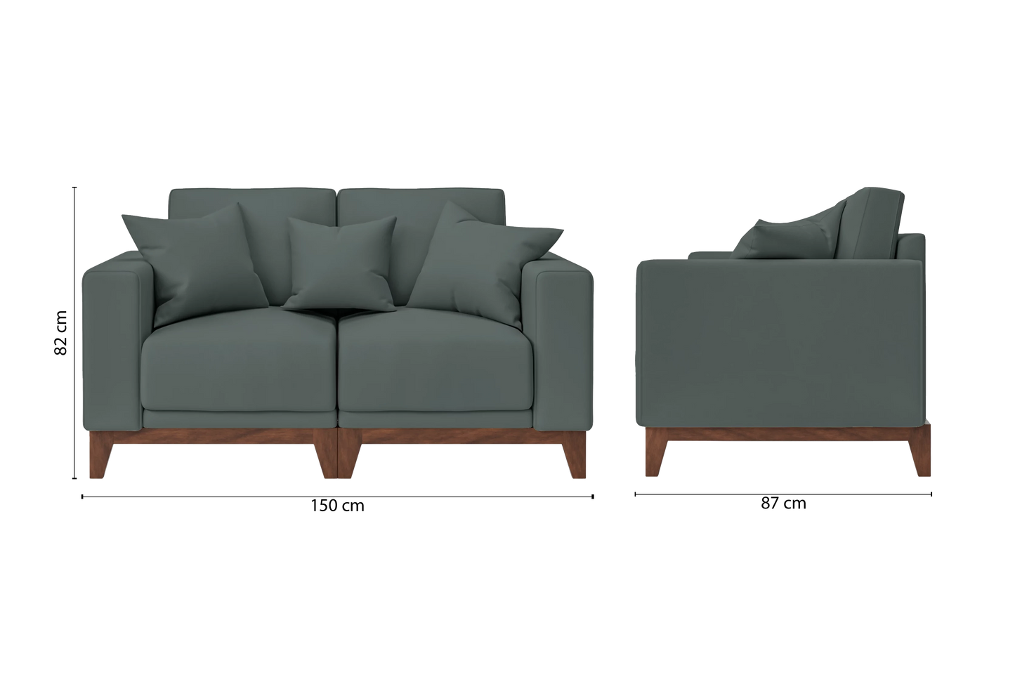 Lucca 2 Seater Sofa Dusky Turquoise Leather