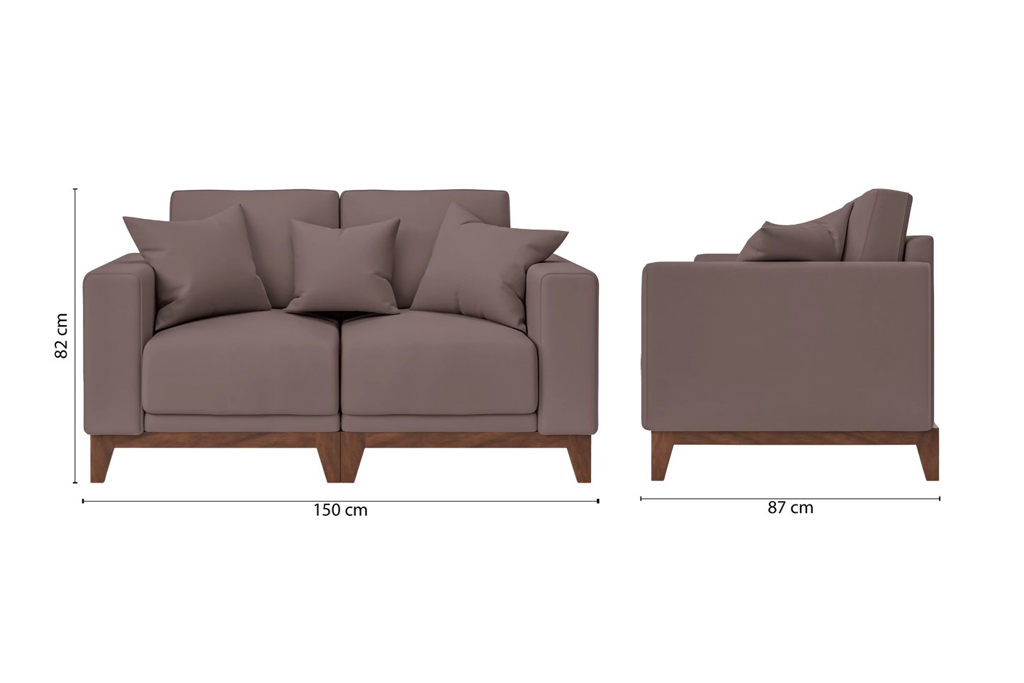 Lucca 2 Seater Sofa Rose Taupe Leather