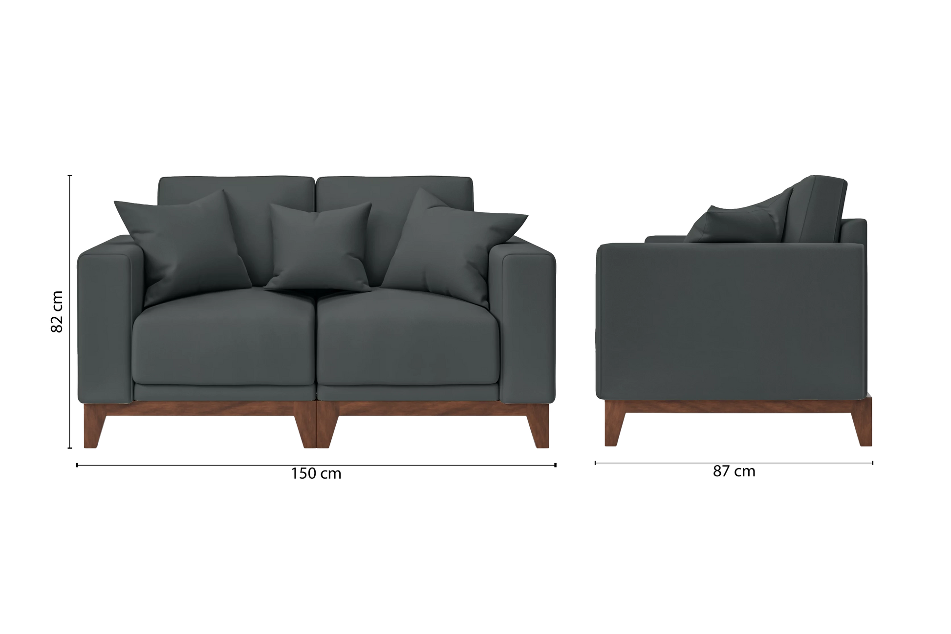 Lucca 2 Seater Sofa Slate Leather