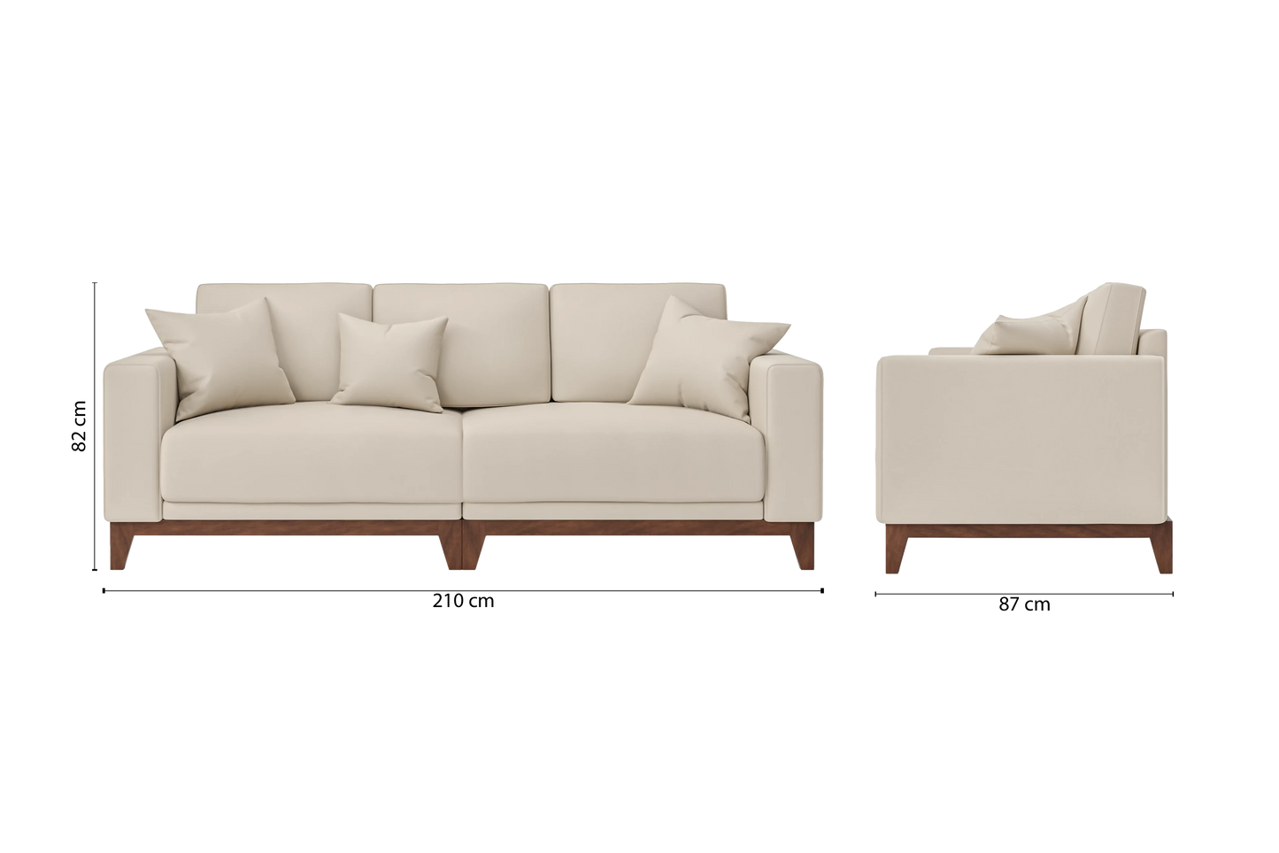 Lucca 3 Seater Sofa Cream Leather