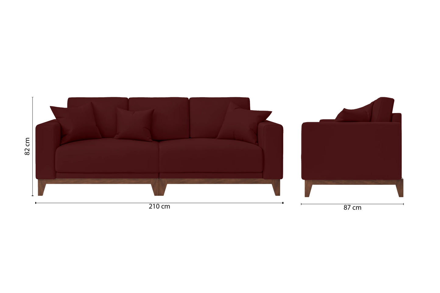 Lucca 3 Seater Sofa Red Leather