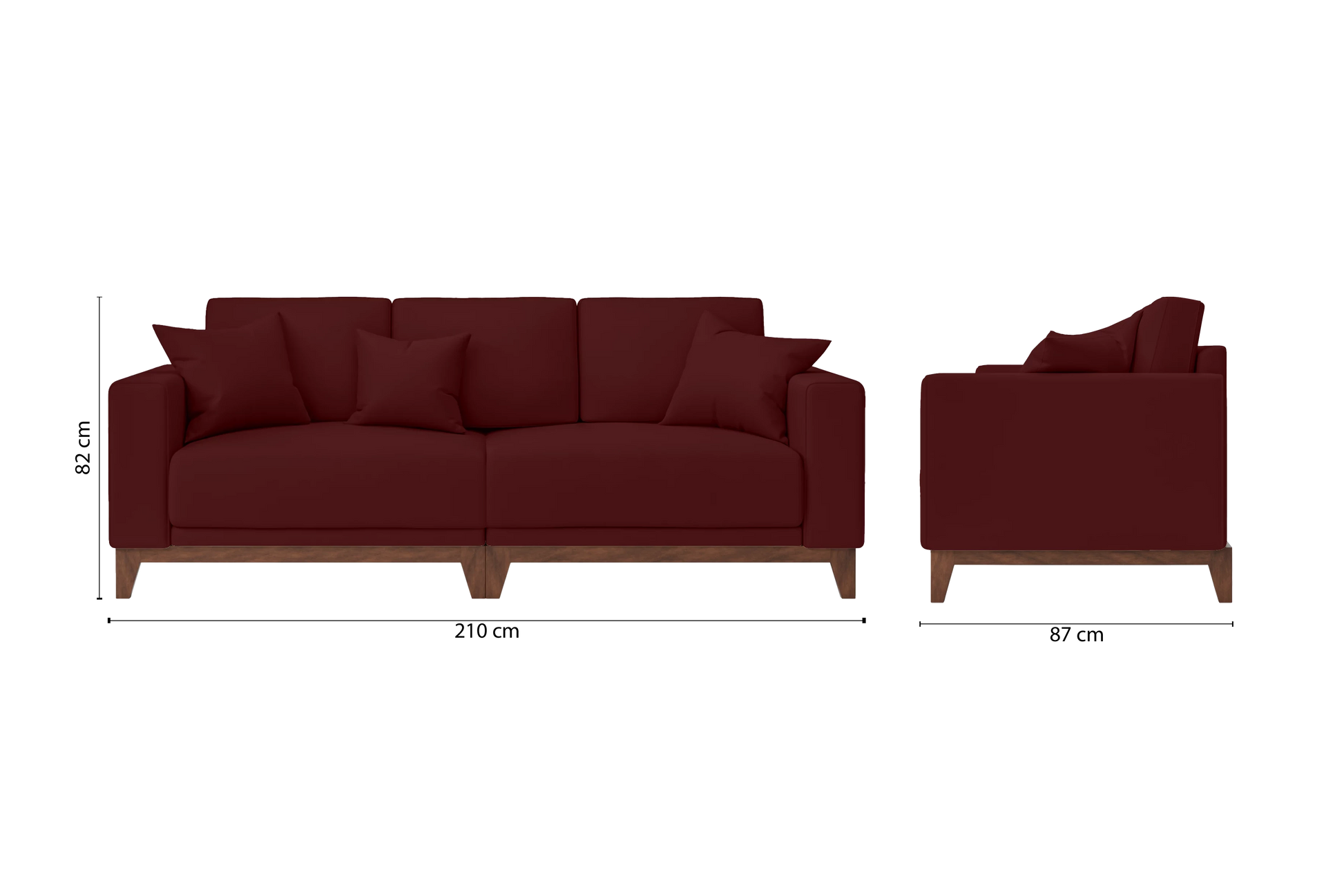 Lucca 3 Seater Sofa Red Leather