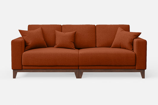 Lucca 3 Seater Sofa Orange Linen Fabric