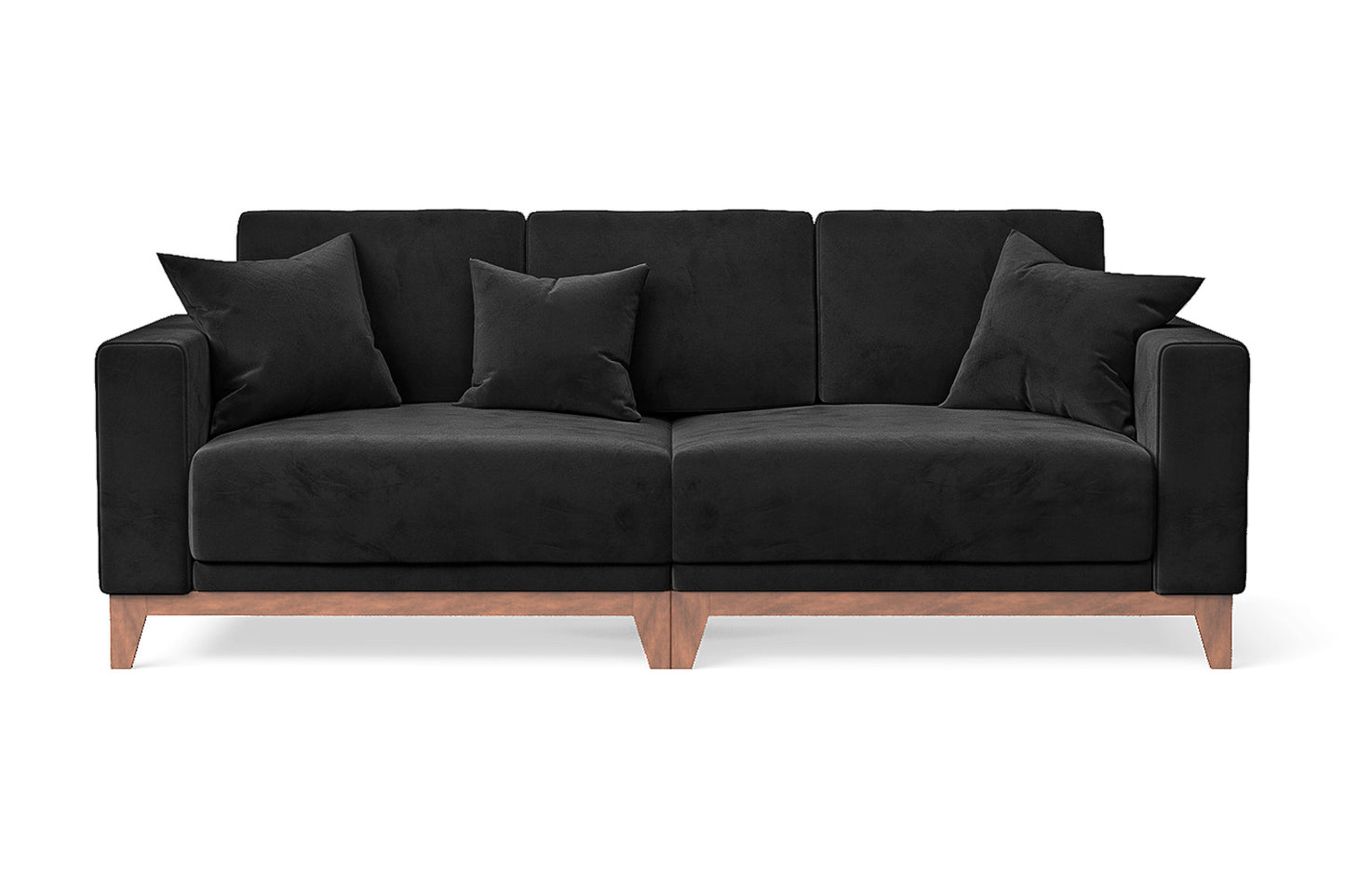 Lucca 3 Seater Sofa Black Velvet