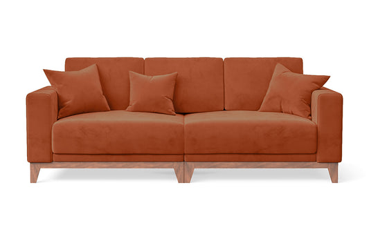 Lucca 3 Seater Sofa Orange Velvet