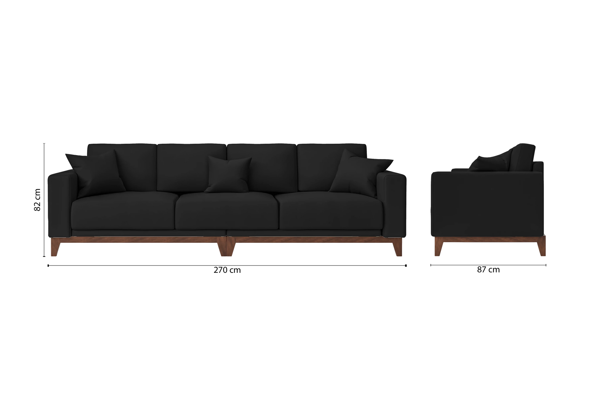 Lucca 4 Seater Sofa Black Leather