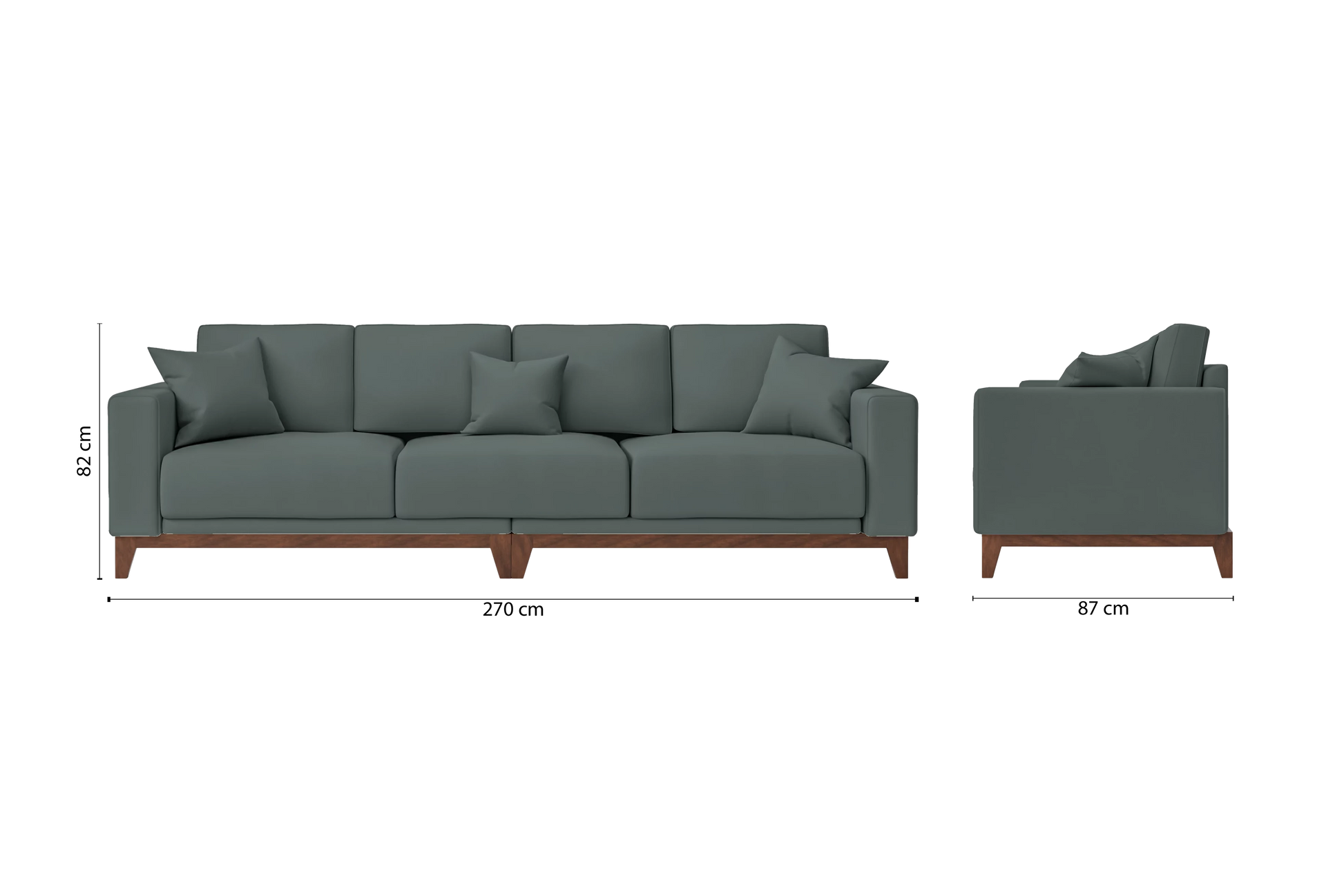 Lucca 4 Seater Sofa Dusky Turquoise Leather