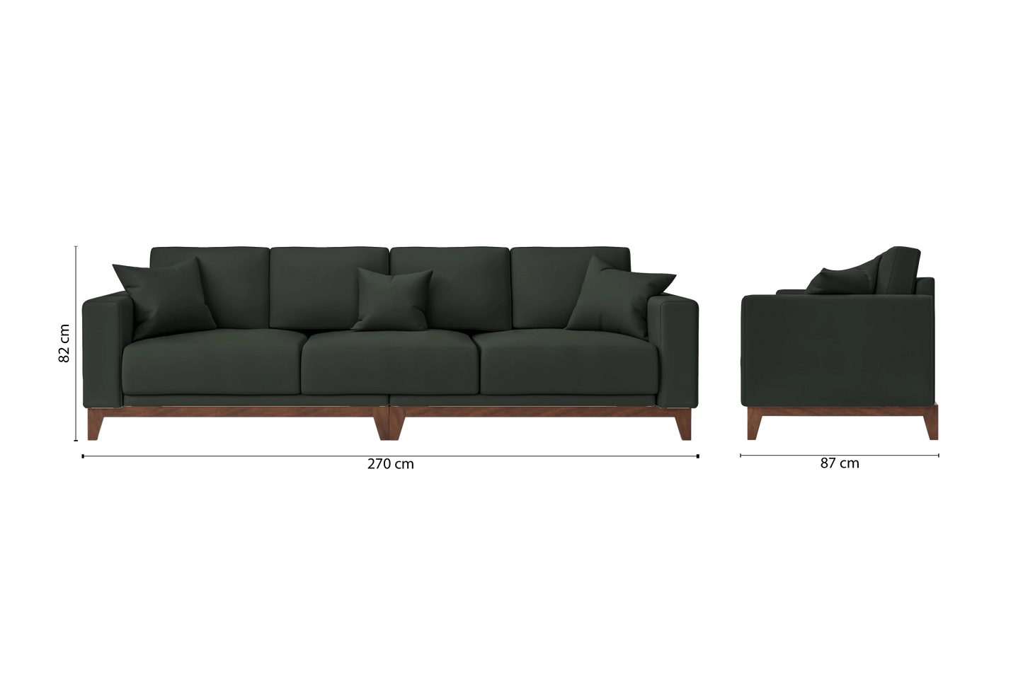 Lucca 4 Seater Sofa Green Leather