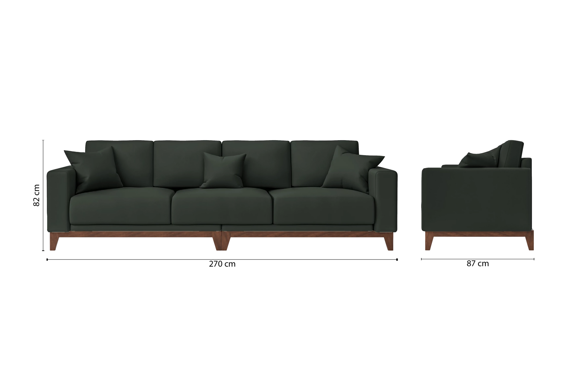 Lucca 4 Seater Sofa Green Leather