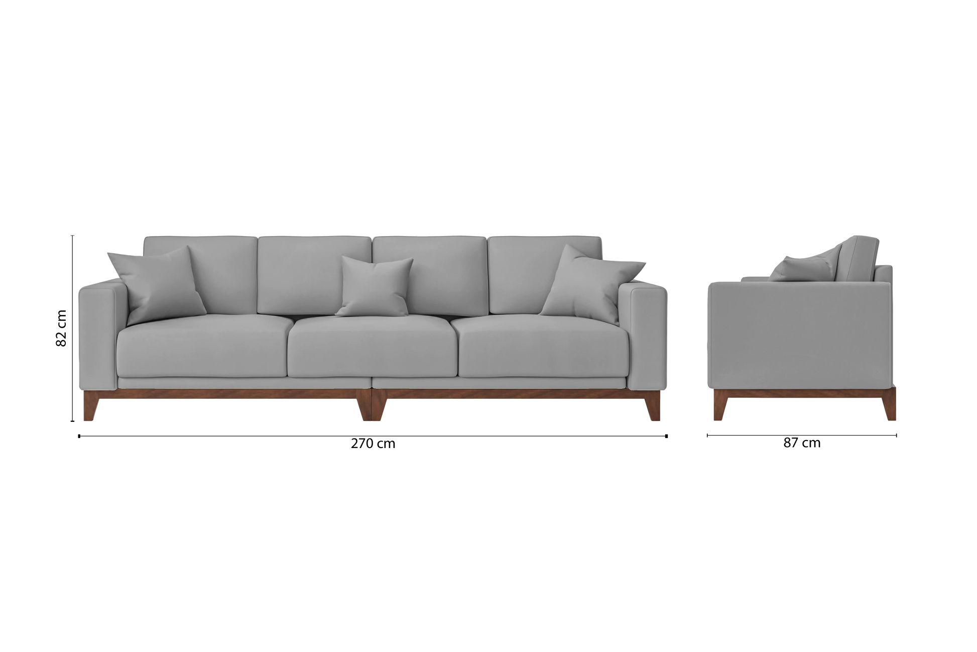 Lucca 4 Seater Sofa Grey Leather