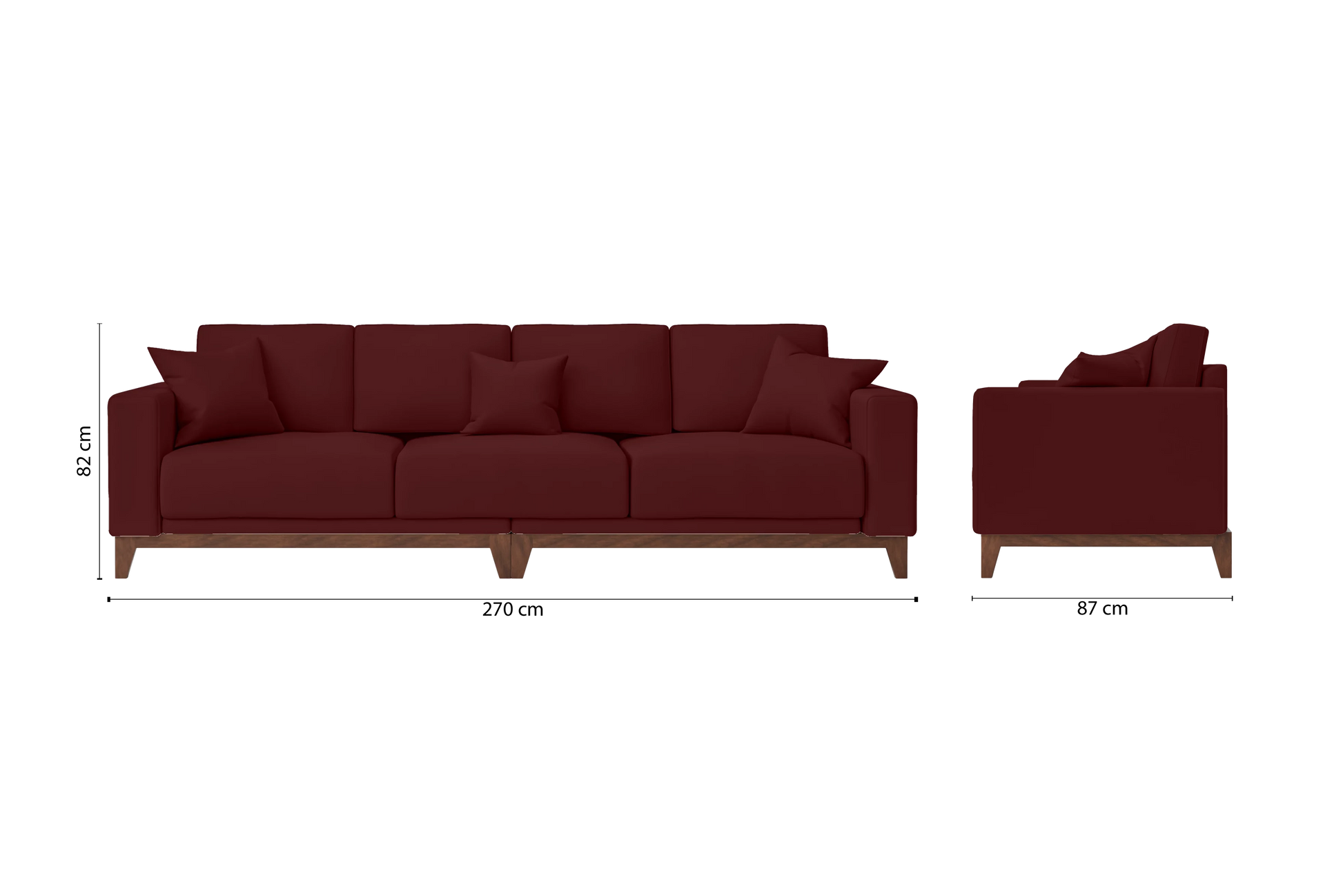 Lucca 4 Seater Sofa Red Leather